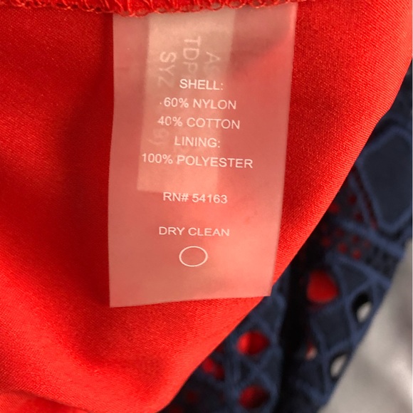 Tommy Hilfiger Red & Navy Sleeveless Dress Size 10 Lace Cutout Preppy Americana - Picture 3 of 5